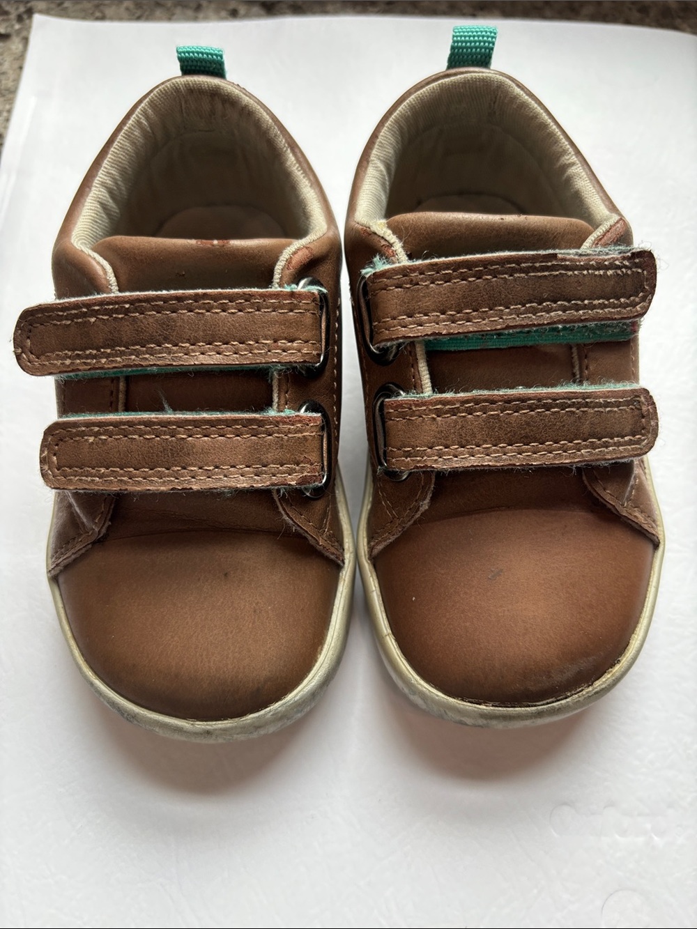 Ten Little Toddler Brown Leather Hook-and-Loop shoes 7